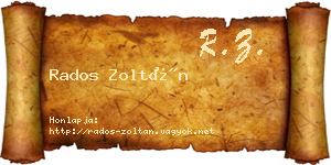 Rados Zoltán névjegykártya